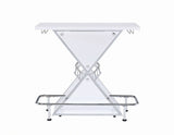 Coaster Atoka X-shaped Bar Unit with Wine Bottle Storage Glossy White Default Title