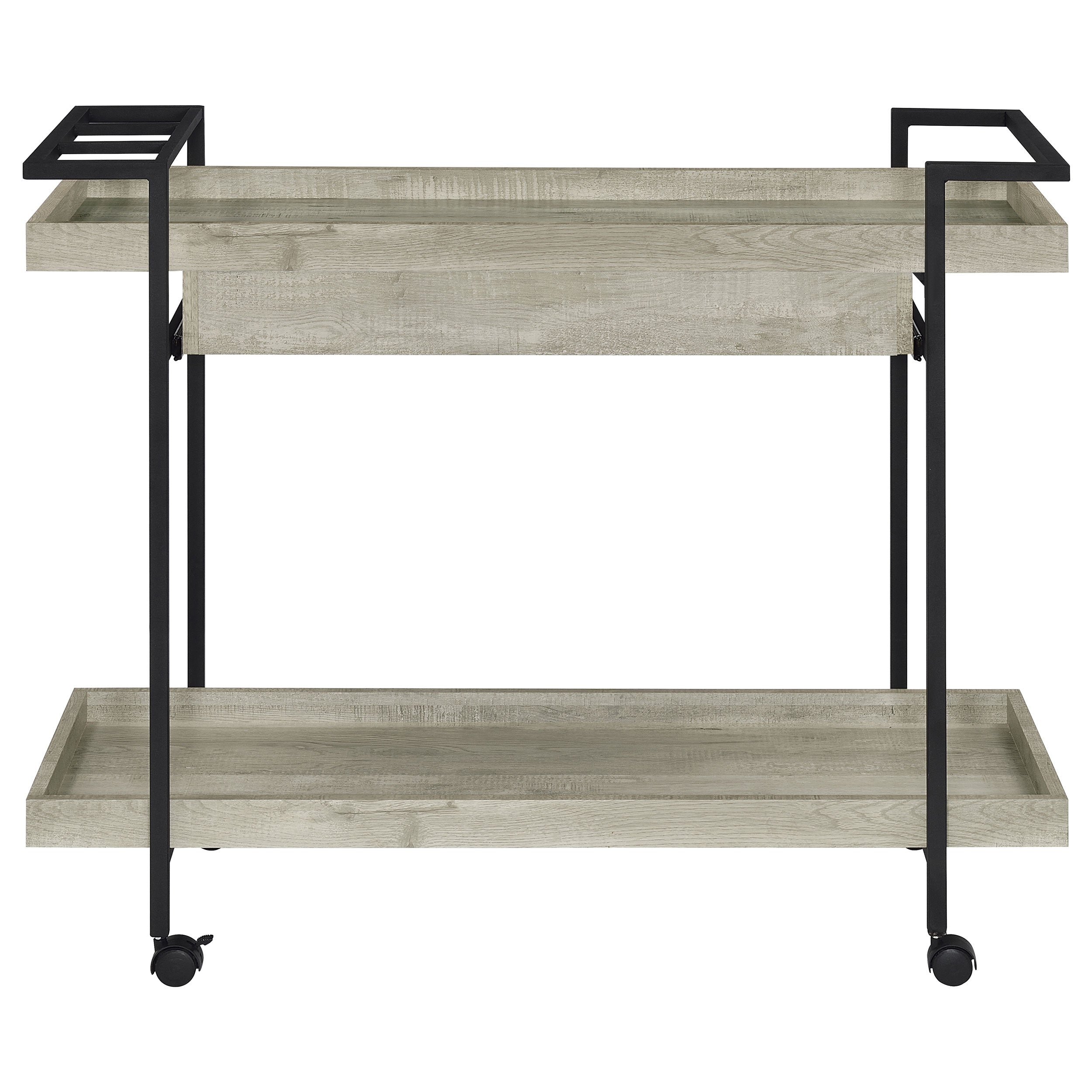 Coaster Ventura 2-tier Bar Cart with Storage Drawer Grey Driftwood Default Title