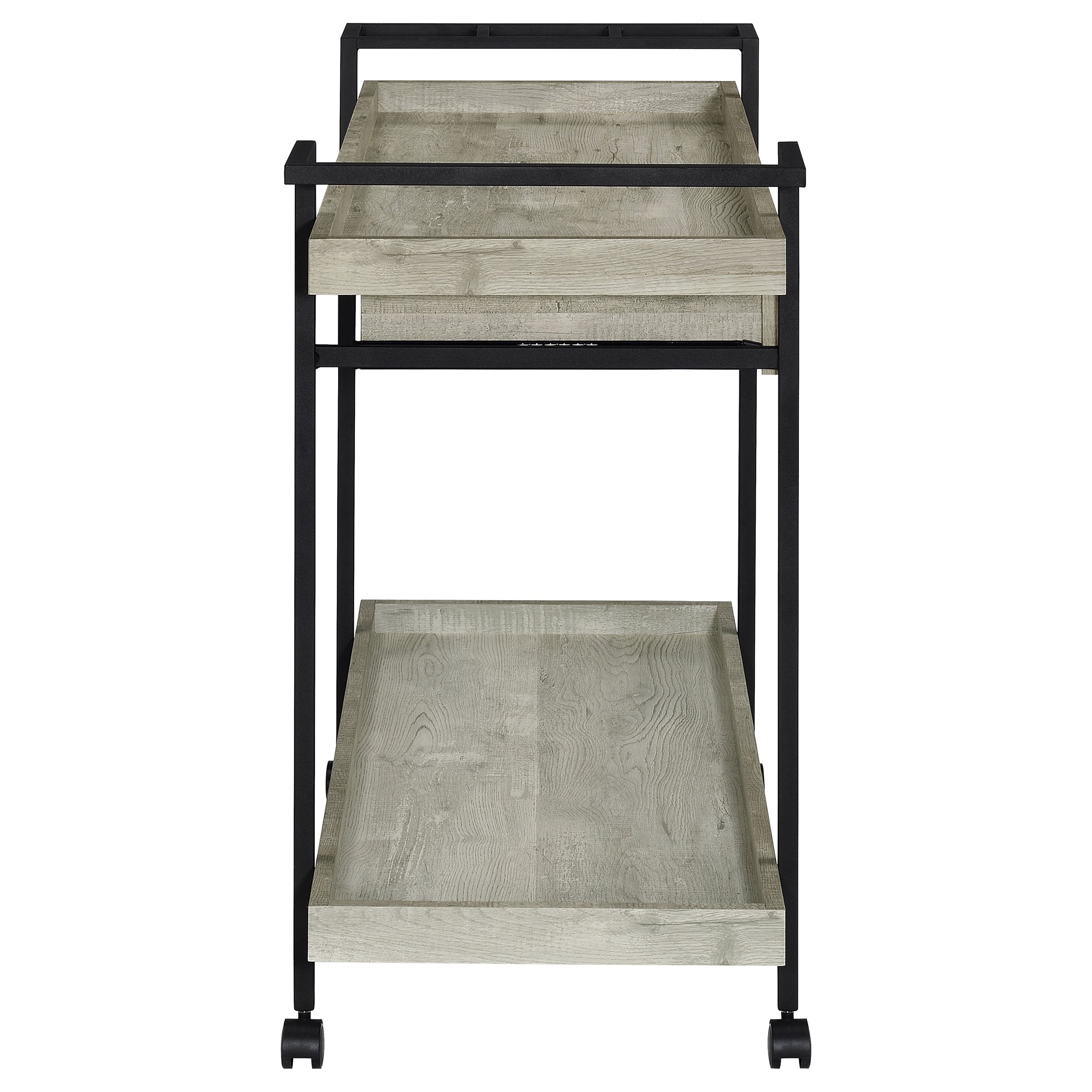 Coaster Ventura 2-tier Bar Cart with Storage Drawer Grey Driftwood Default Title