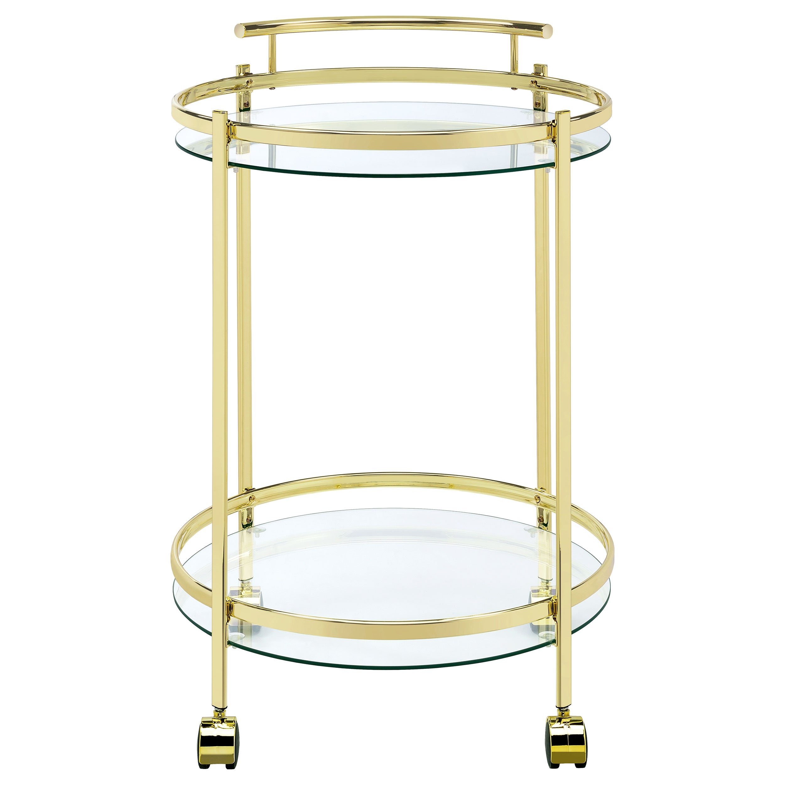 Coaster Chrissy 2-tier Round Glass Bar Cart Brass White