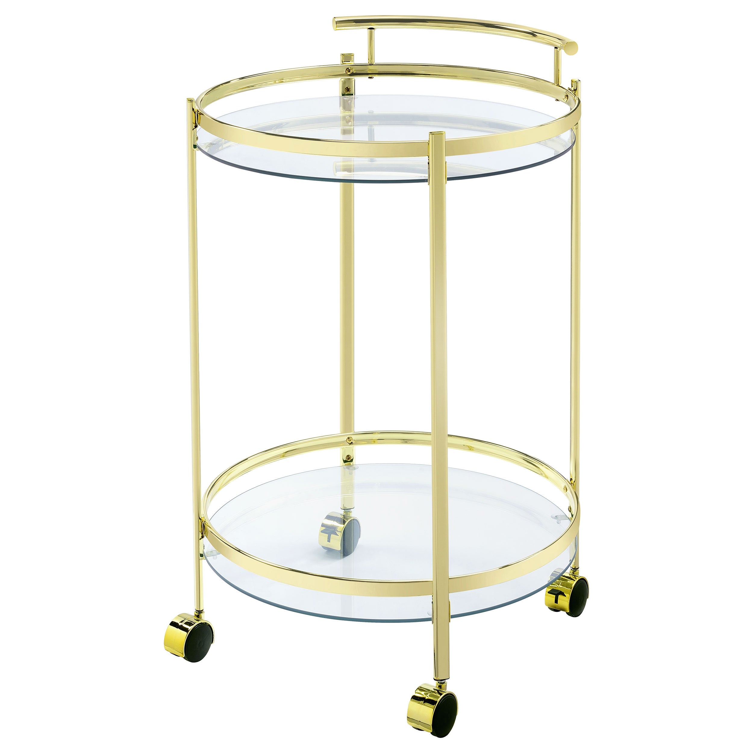 Coaster Chrissy 2-tier Round Glass Bar Cart Brass White