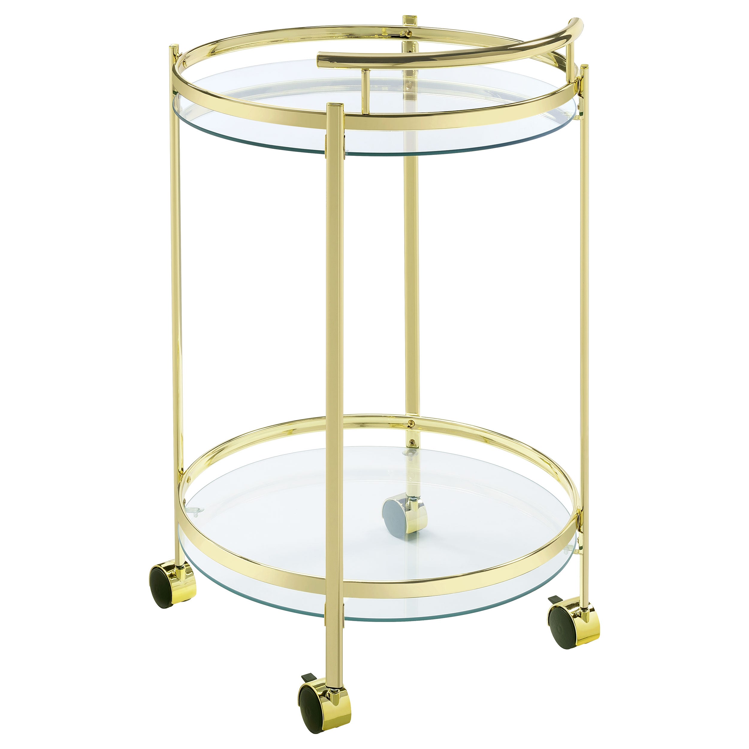 Coaster Chrissy 2-tier Round Glass Bar Cart Brass White