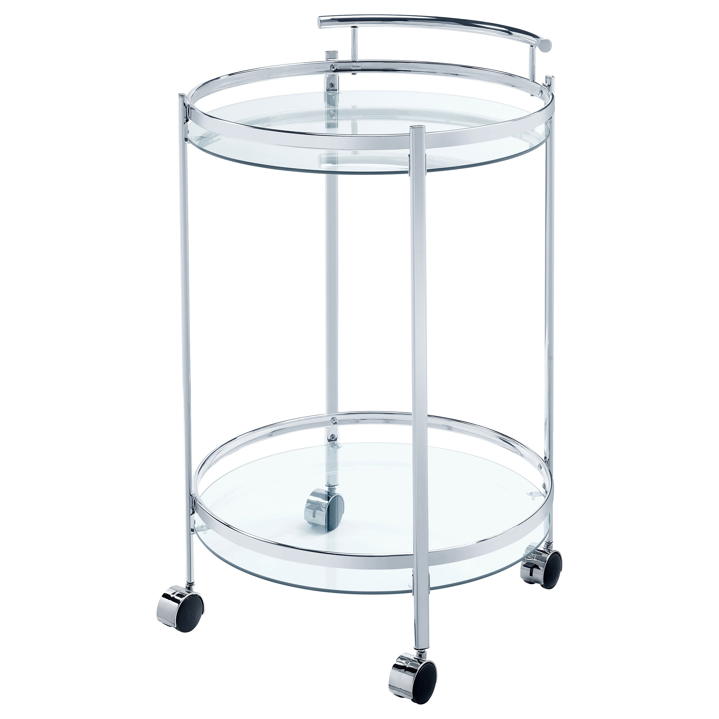 Coaster Chrissy 2-tier Round Glass Bar Cart Brass White