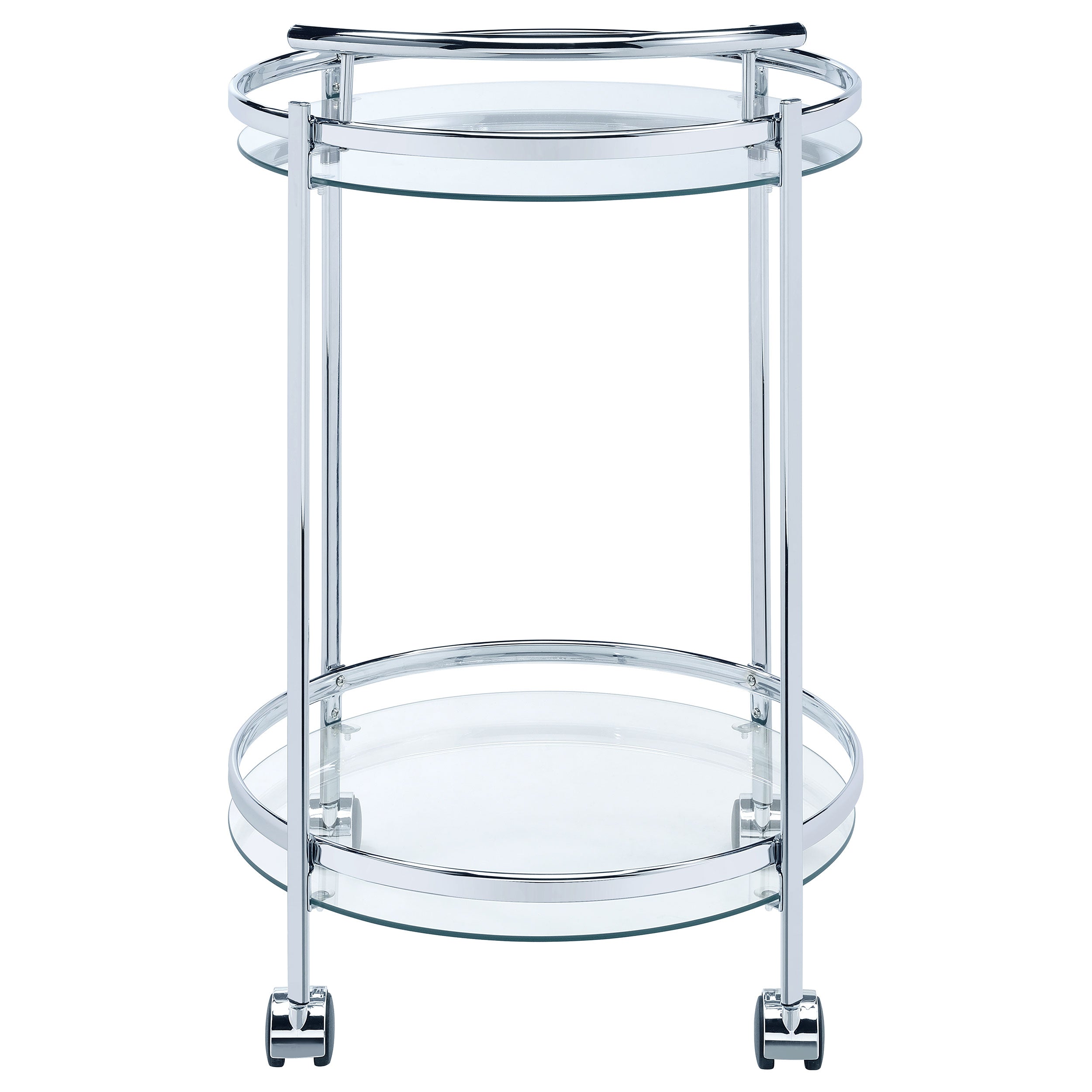 Coaster Chrissy 2-tier Round Glass Bar Cart Brass White