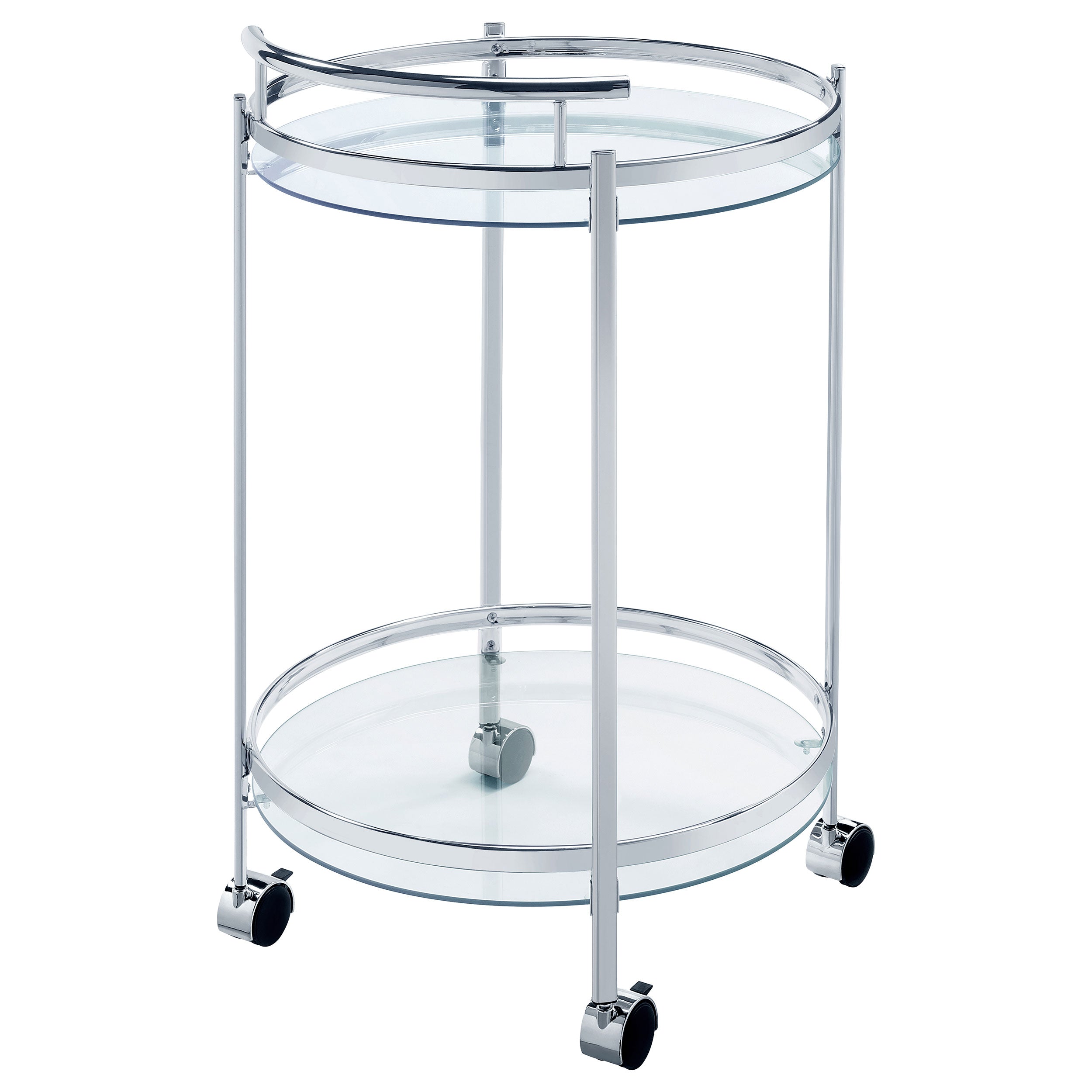 Coaster Chrissy 2-tier Round Glass Bar Cart Brass White