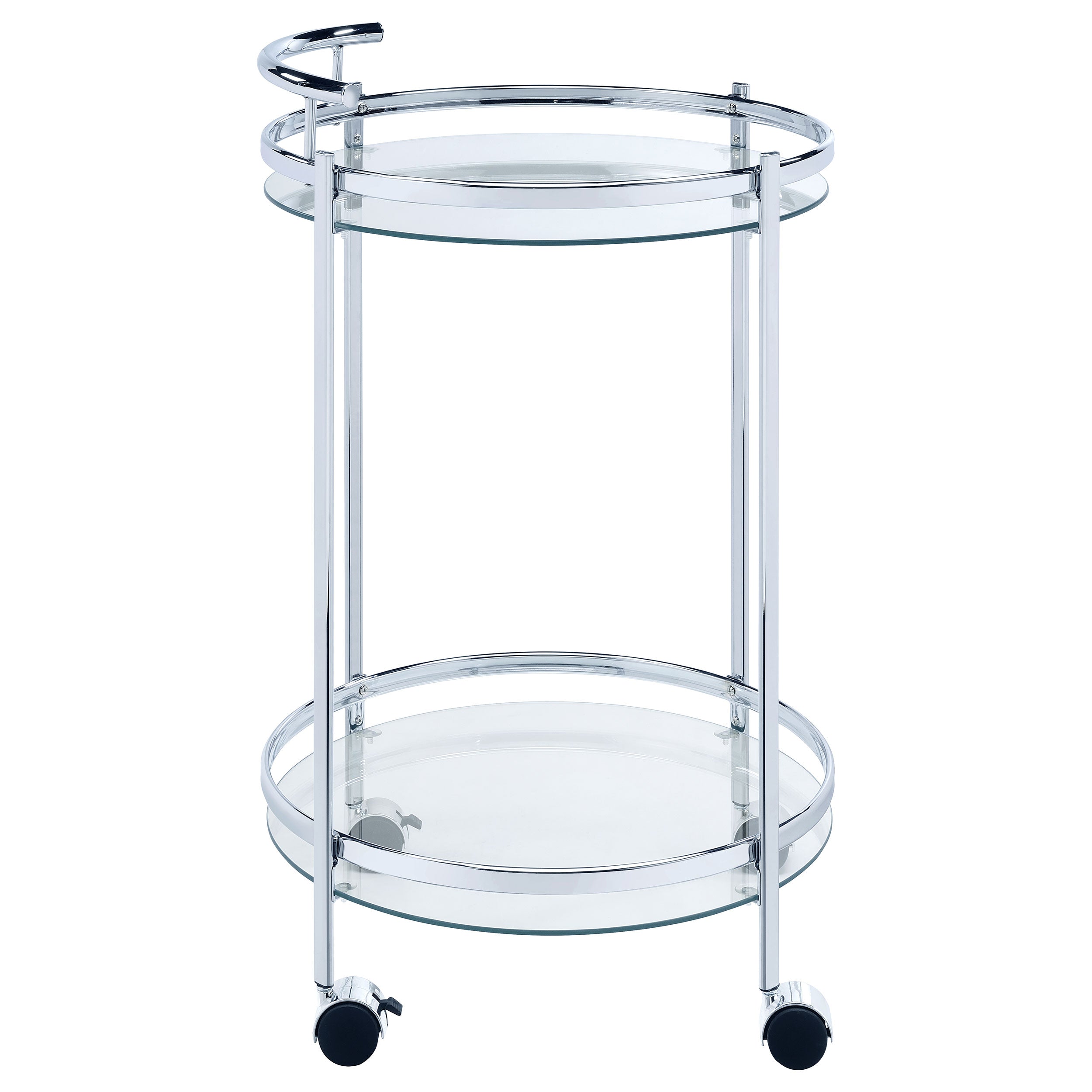 Coaster Chrissy 2-tier Round Glass Bar Cart Brass White