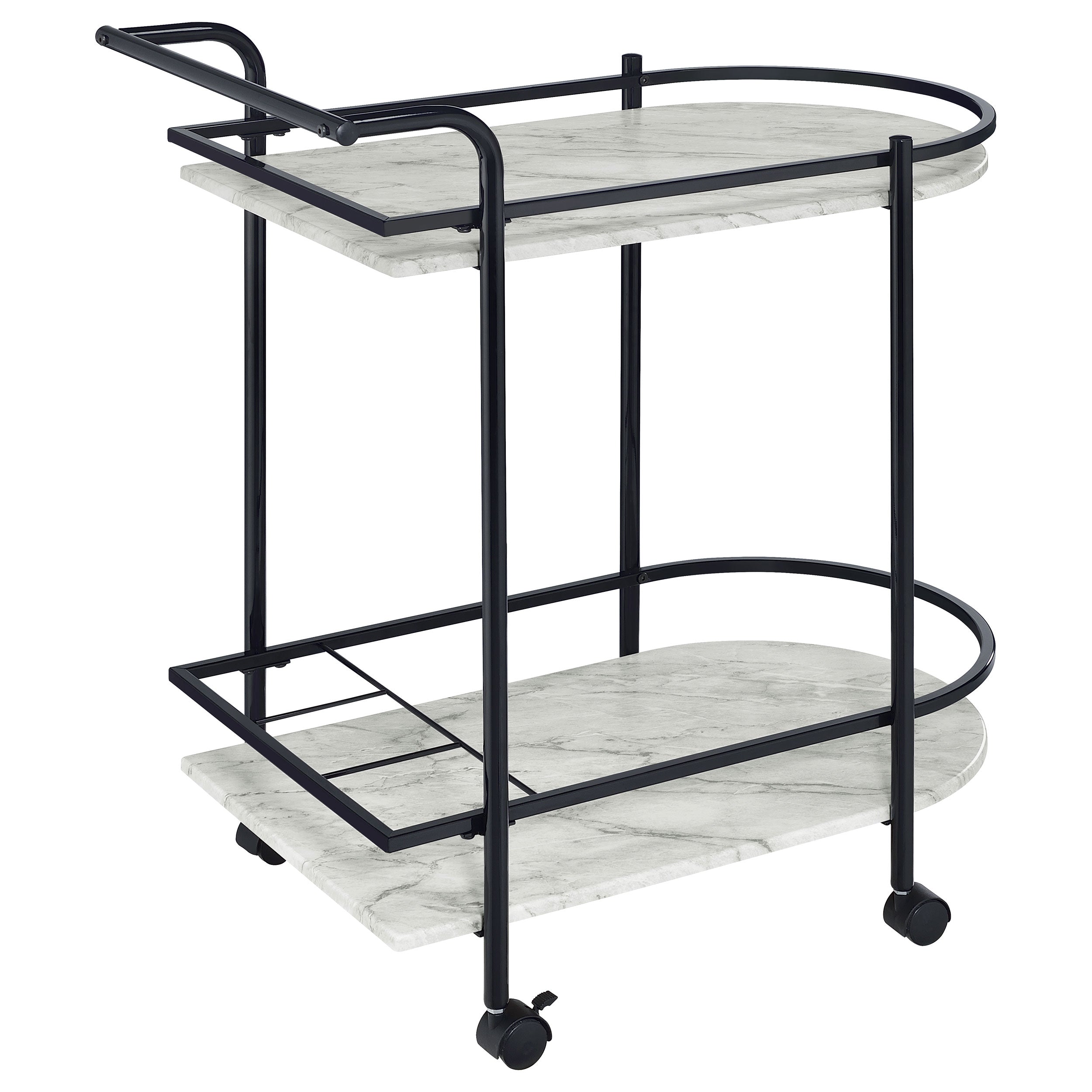 Coaster Desiree 2-tier Bar Cart with Casters Black Gold