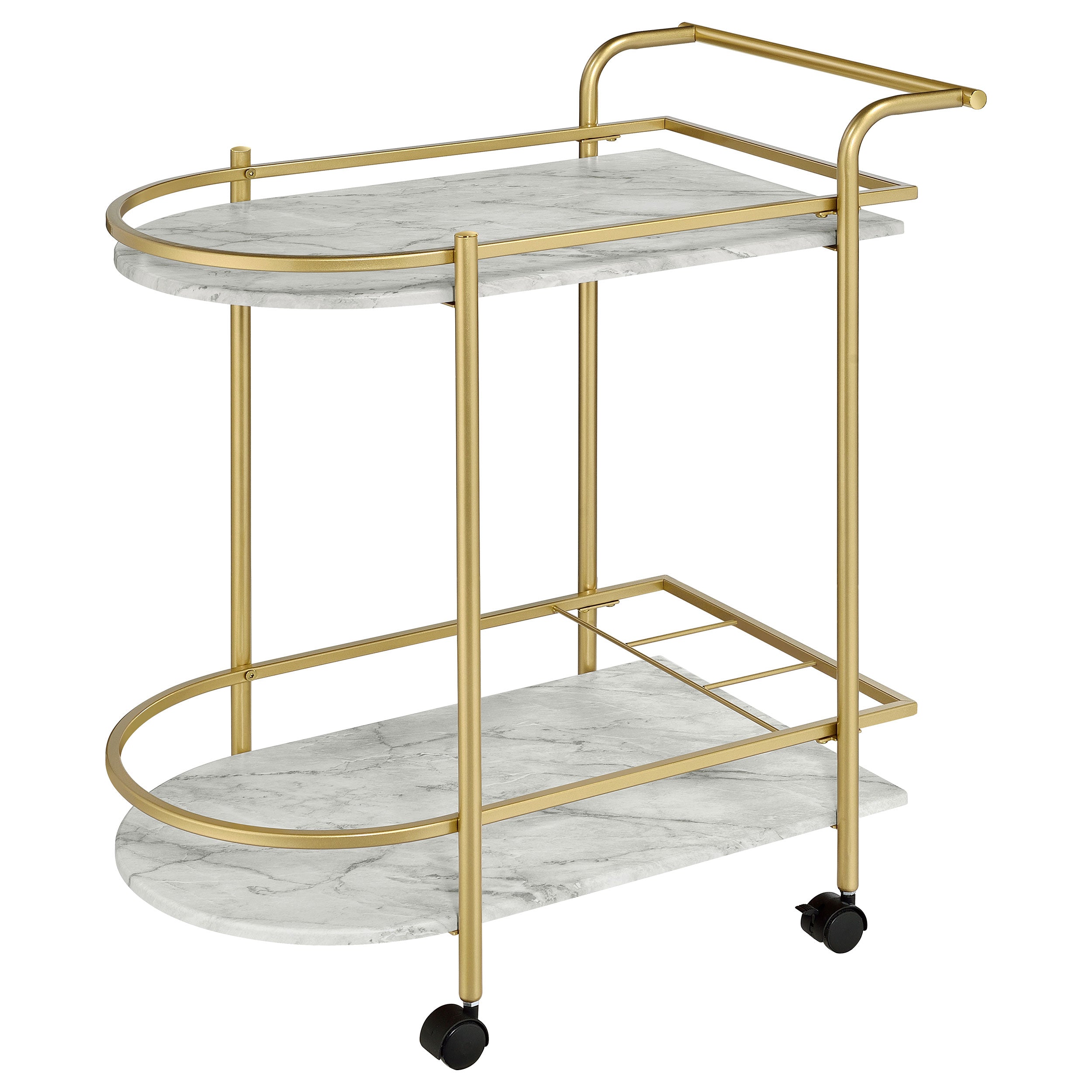 Coaster Desiree 2-tier Bar Cart with Casters Black Gold