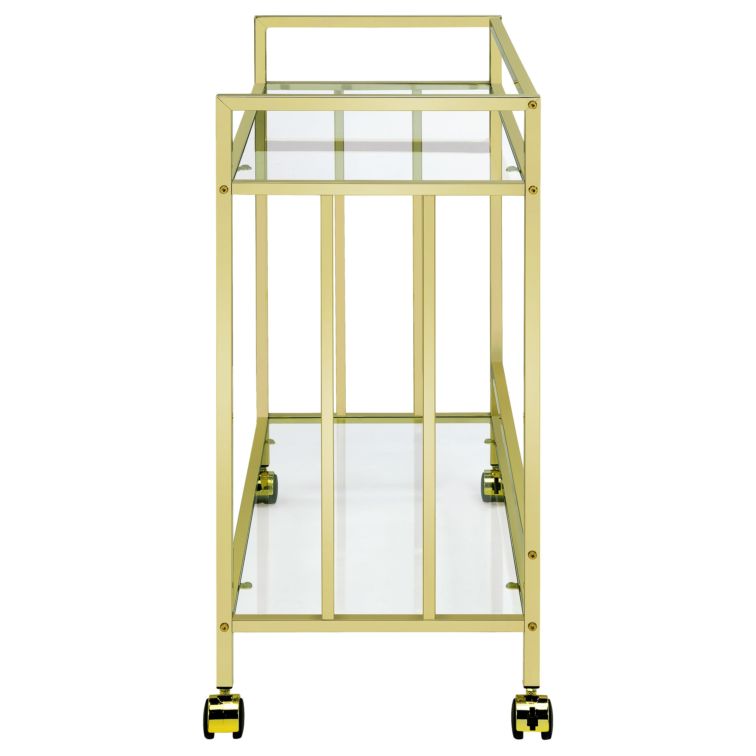 Coaster Cara Rectangular Glass Bar Cart Brass White