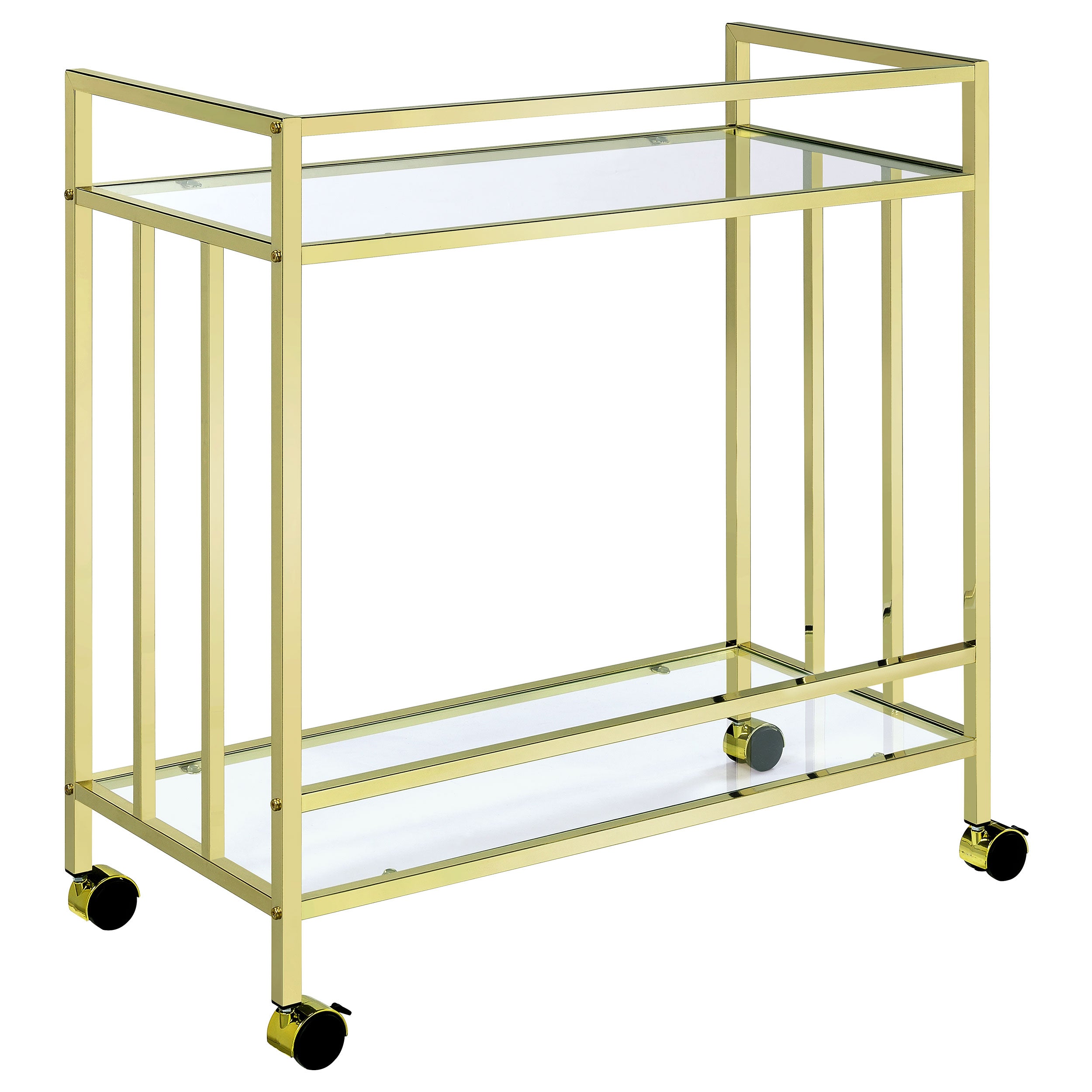 Coaster Cara Rectangular Glass Bar Cart Brass White