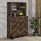 Coaster Mendoza 2-door Wine Cabinet Rustic Oak Herringbone and Gunmetal Default Title