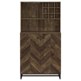 Coaster Mendoza 2-door Wine Cabinet Rustic Oak Herringbone and Gunmetal Default Title