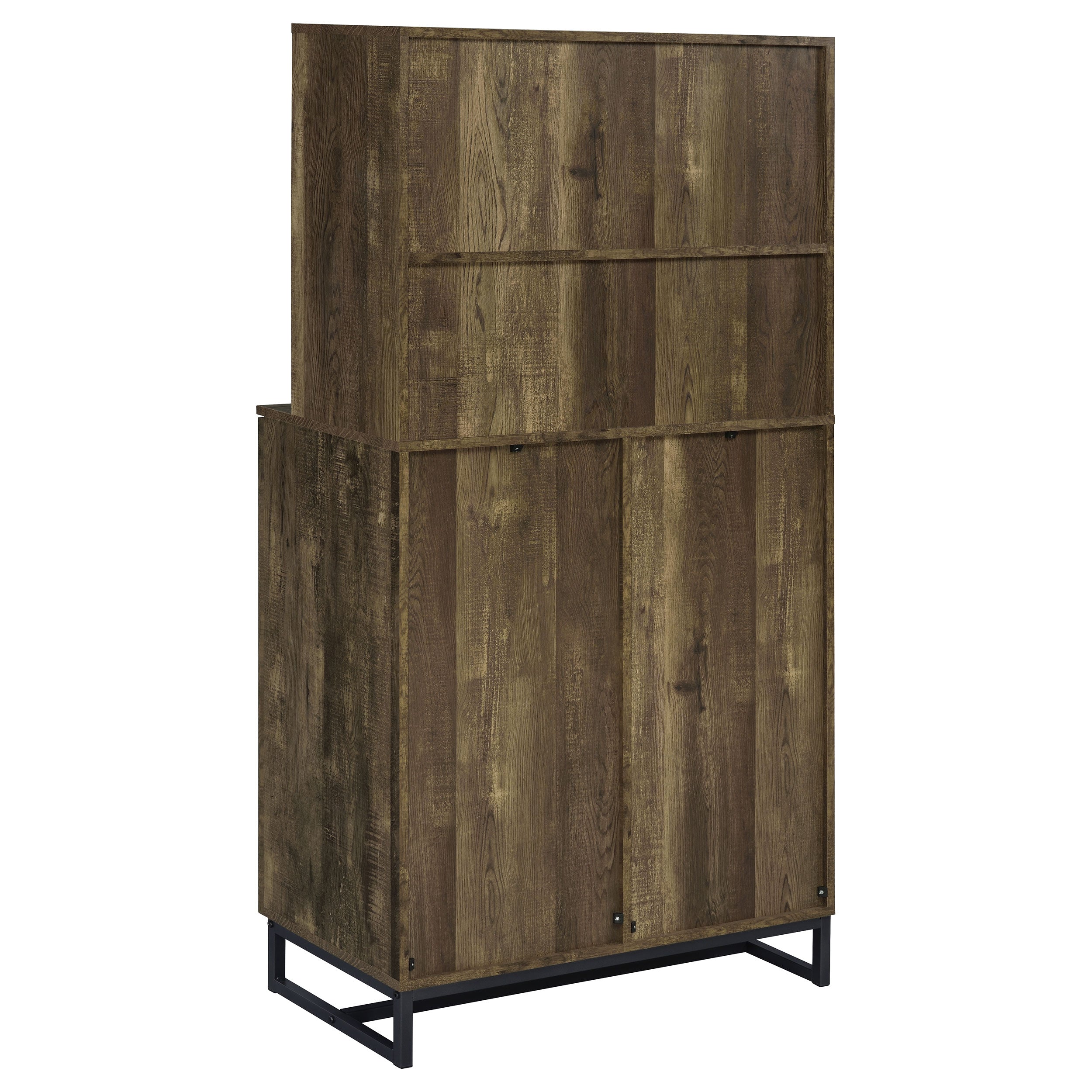 Coaster Mendoza 2-door Wine Cabinet Rustic Oak Herringbone and Gunmetal Default Title