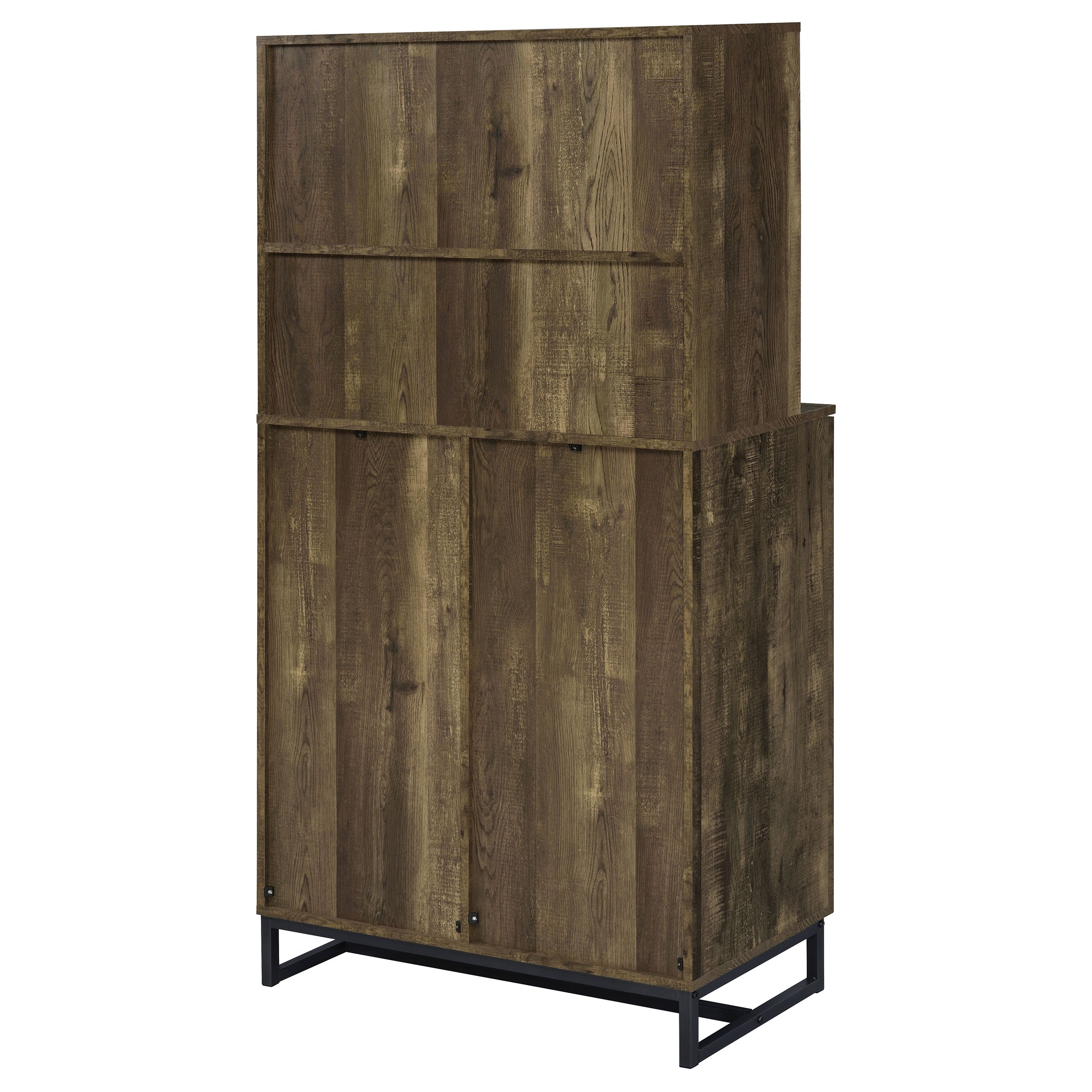 Coaster Mendoza 2-door Wine Cabinet Rustic Oak Herringbone and Gunmetal Default Title