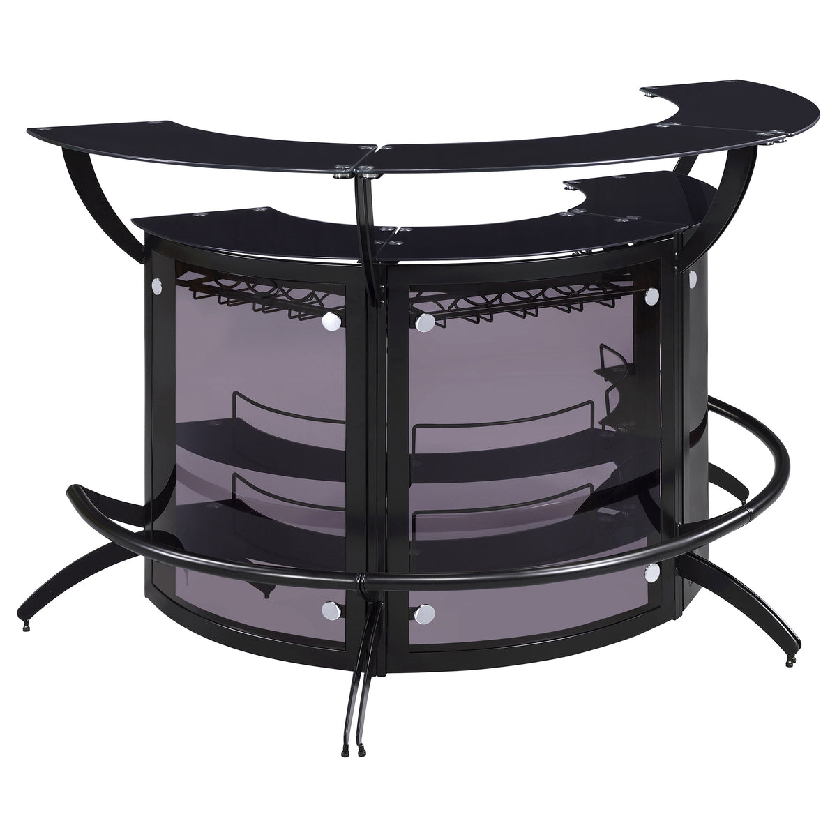 Coaster Dallas 2-shelf Curved Home Bar Smoke and Black Glass (Set of 3) Set of 3