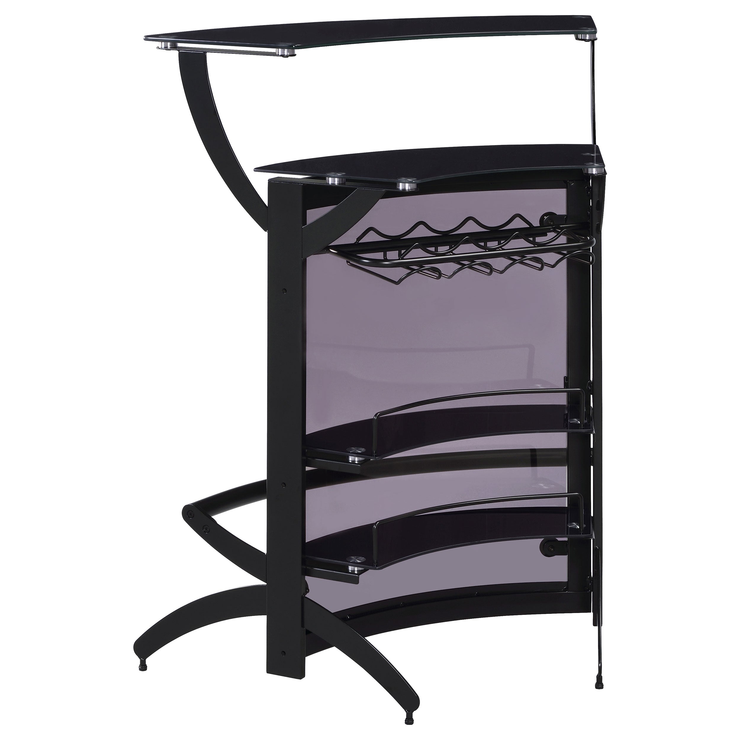 Coaster Dallas 2-shelf Curved Home Bar Smoke and Black Glass (Set of 3) Set of 1