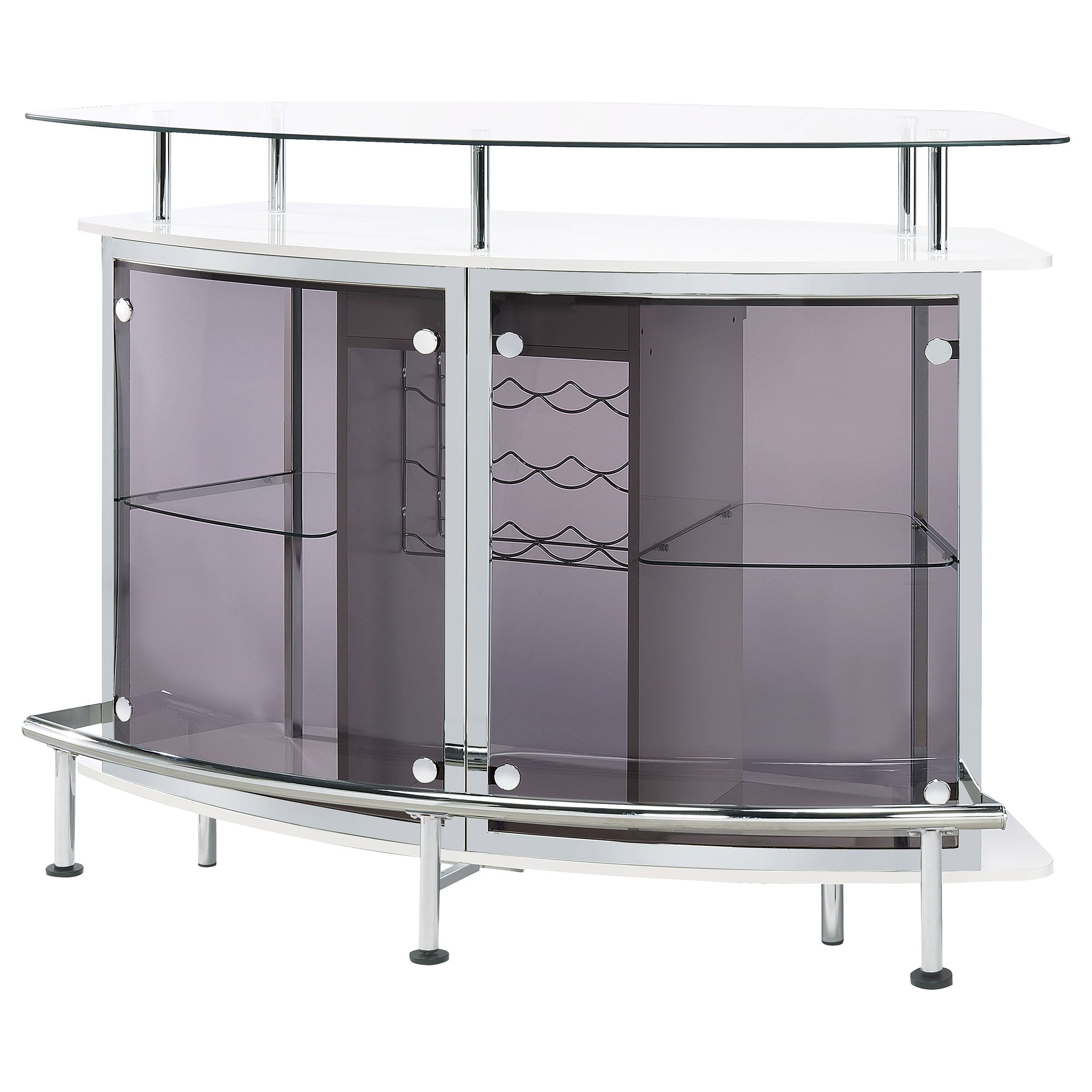 Coaster Gideon Crescent Shaped Glass Top Bar Unit with Drawer Grey