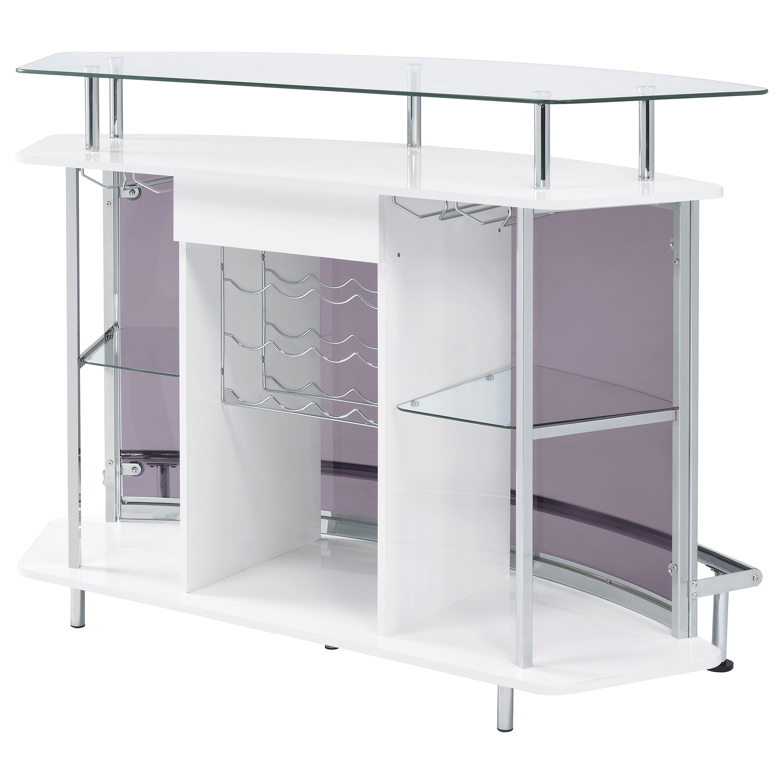 Coaster Gideon Crescent Shaped Glass Top Bar Unit with Drawer Grey