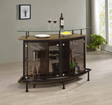 Coaster Gideon Crescent Shaped Glass Top Bar Unit with Drawer Grey