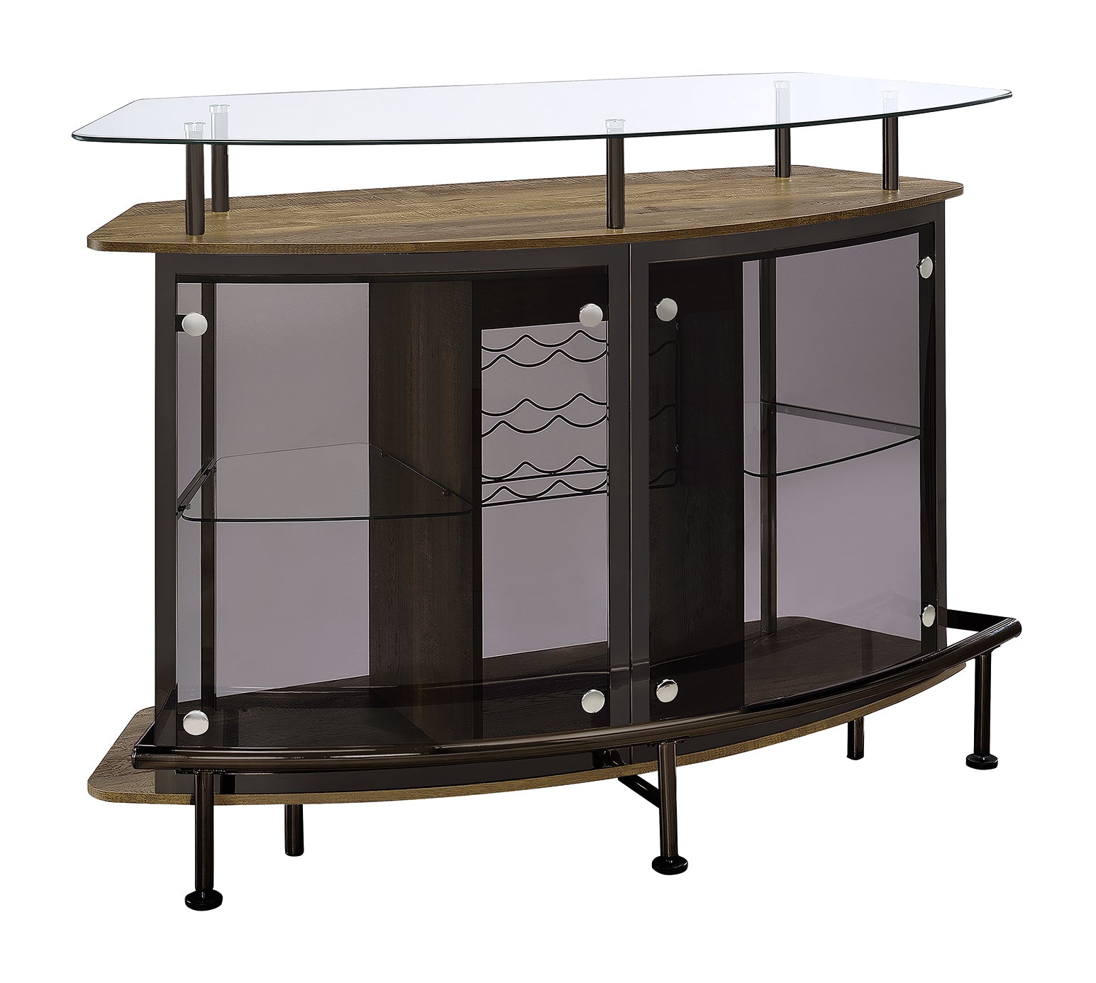 Coaster Gideon Crescent Shaped Glass Top Bar Unit with Drawer Grey