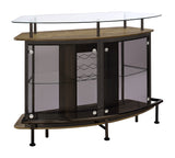 Coaster Gideon Crescent Shaped Glass Top Bar Unit with Drawer Grey