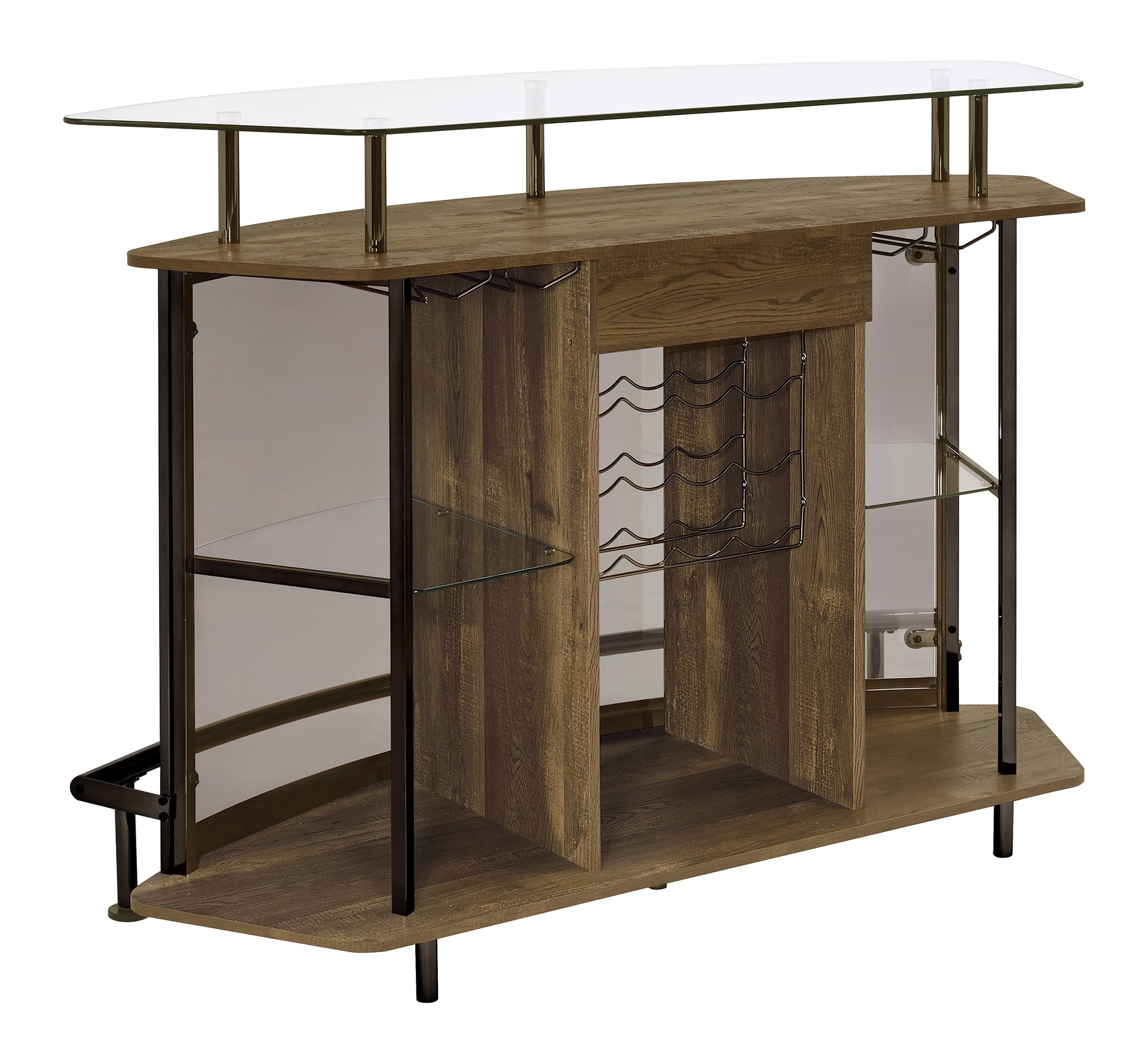 Coaster Gideon Crescent Shaped Glass Top Bar Unit with Drawer Grey