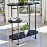 Coaster Ferguson 3-tier Bar Unit Black Nickel and Black Oak Glossy Black