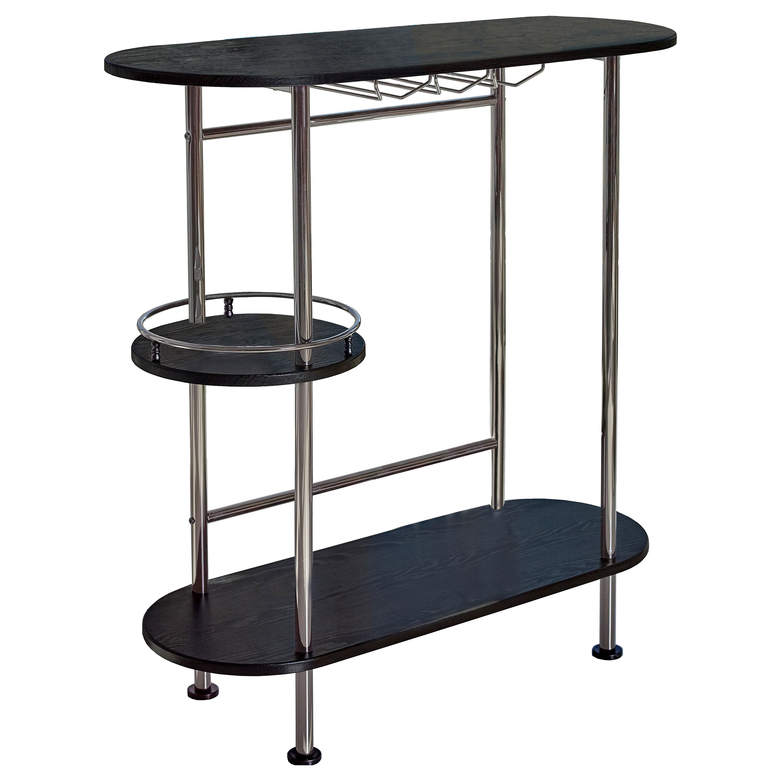 Coaster Ferguson 3-tier Bar Unit Black Nickel and Black Oak Black