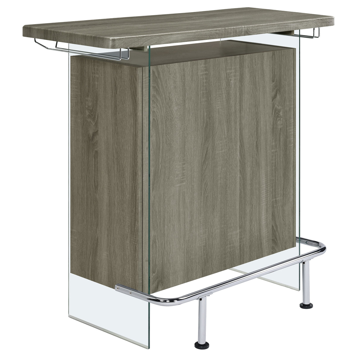 Coaster Acosta Rectangular Bar Unit with Footrest and Glass Side Panels Grey