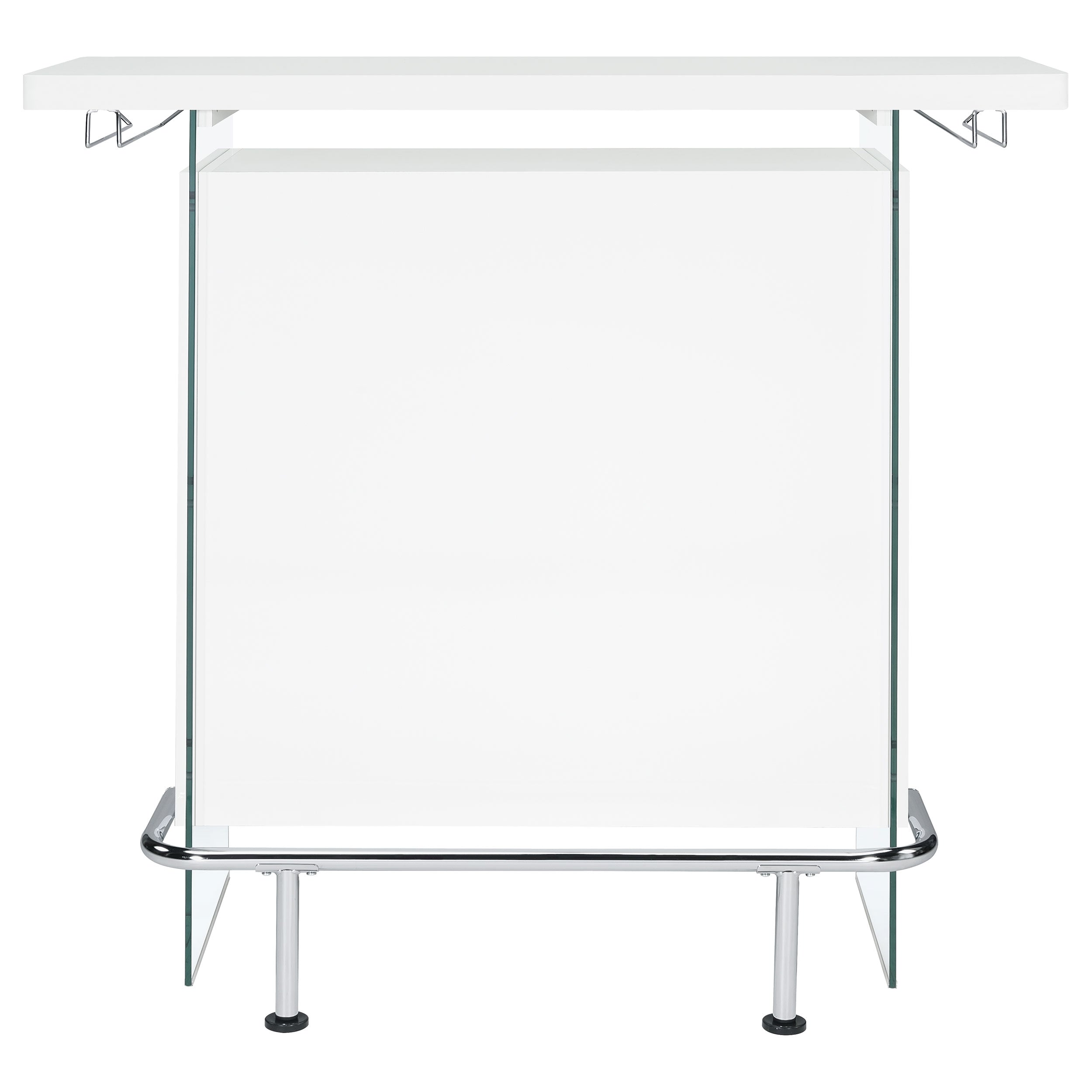 Coaster Acosta Rectangular Bar Unit with Footrest and Glass Side Panels White