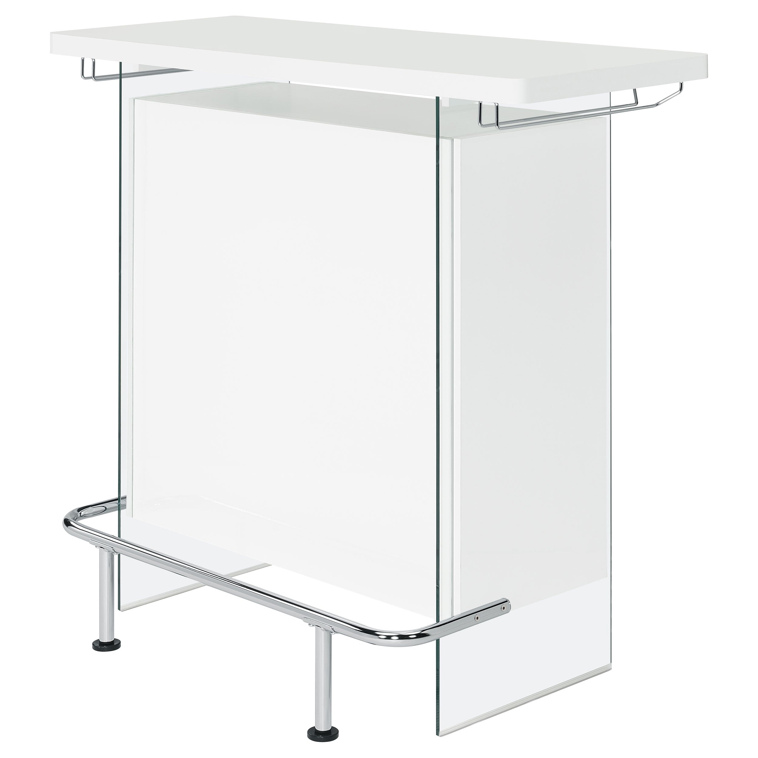 Coaster Acosta Rectangular Bar Unit with Footrest and Glass Side Panels White