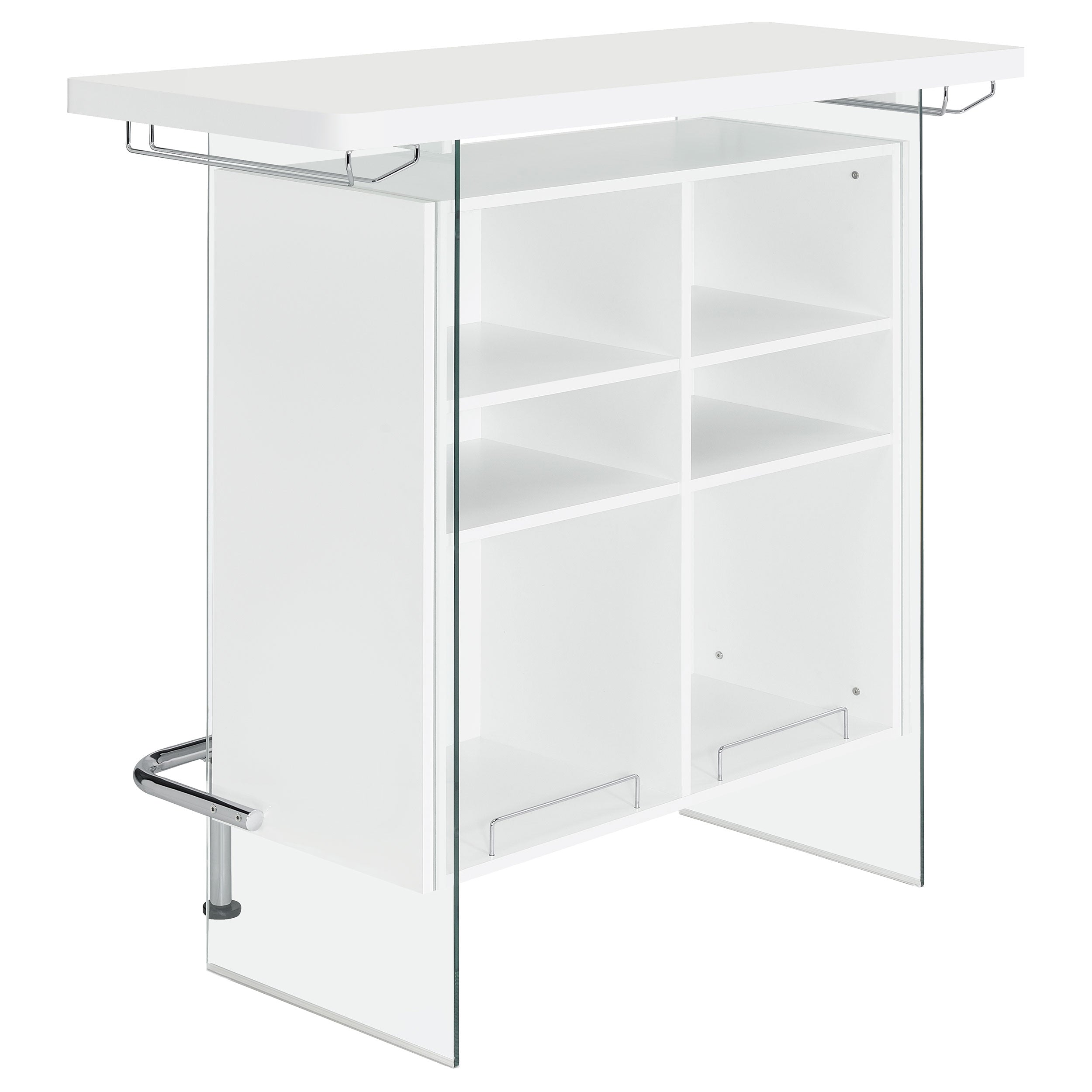 Coaster Acosta Rectangular Bar Unit with Footrest and Glass Side Panels White