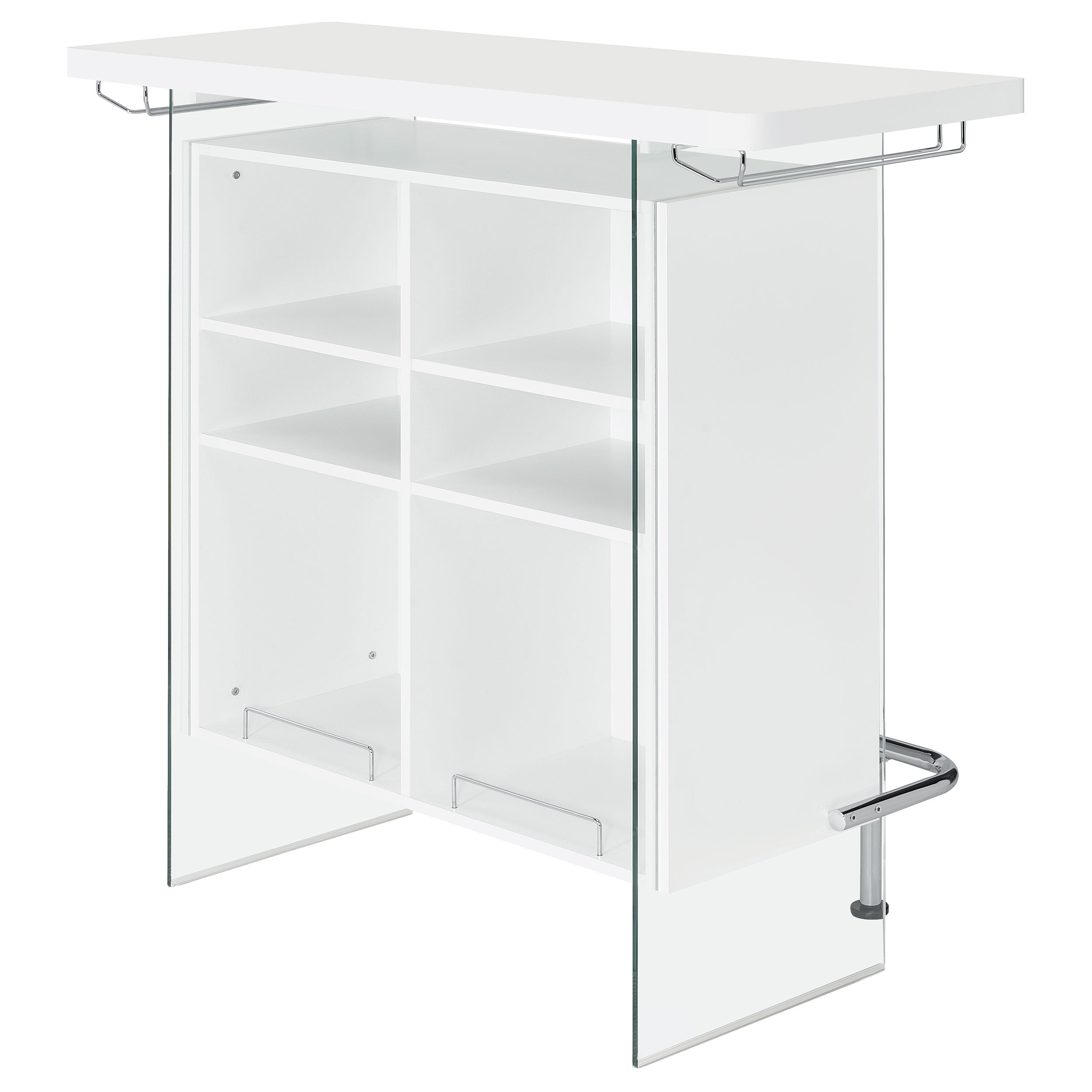 Coaster Acosta Rectangular Bar Unit with Footrest and Glass Side Panels White