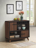 Coaster Ezekiel Wine Cabinet with 2 Sliding Doors Walnut and Black Default Title