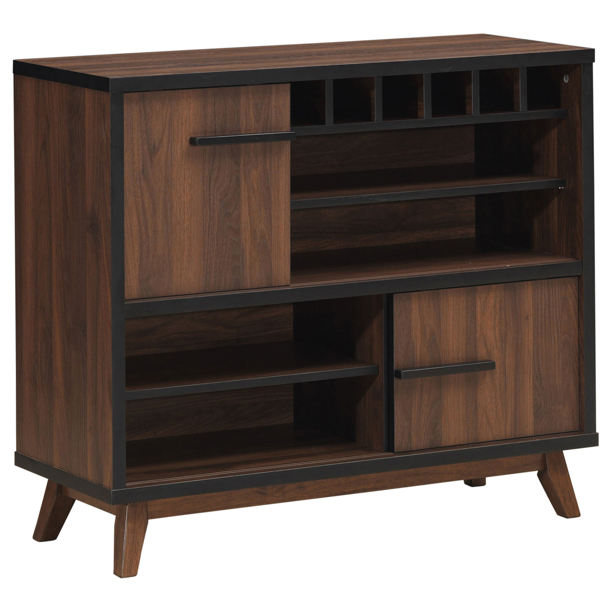 Coaster Ezekiel Wine Cabinet with 2 Sliding Doors Walnut and Black Default Title