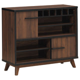 Coaster Ezekiel Wine Cabinet with 2 Sliding Doors Walnut and Black Default Title