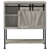 Coaster Claremont Sliding Door Bar Cabinet with Lower Shelf Grey Driftwood Default Title