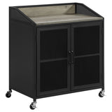 Coaster Arlette Wine Cabinet with Wire Mesh Doors Grey Wash and Sandy Black Default Title