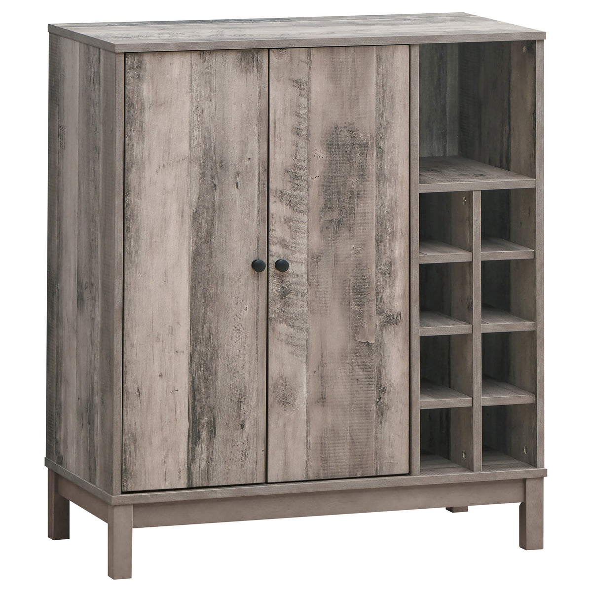 Coaster Cheyenne 2-door Wine Cabinet with Stemware Rack Weathered Acacia Default Title