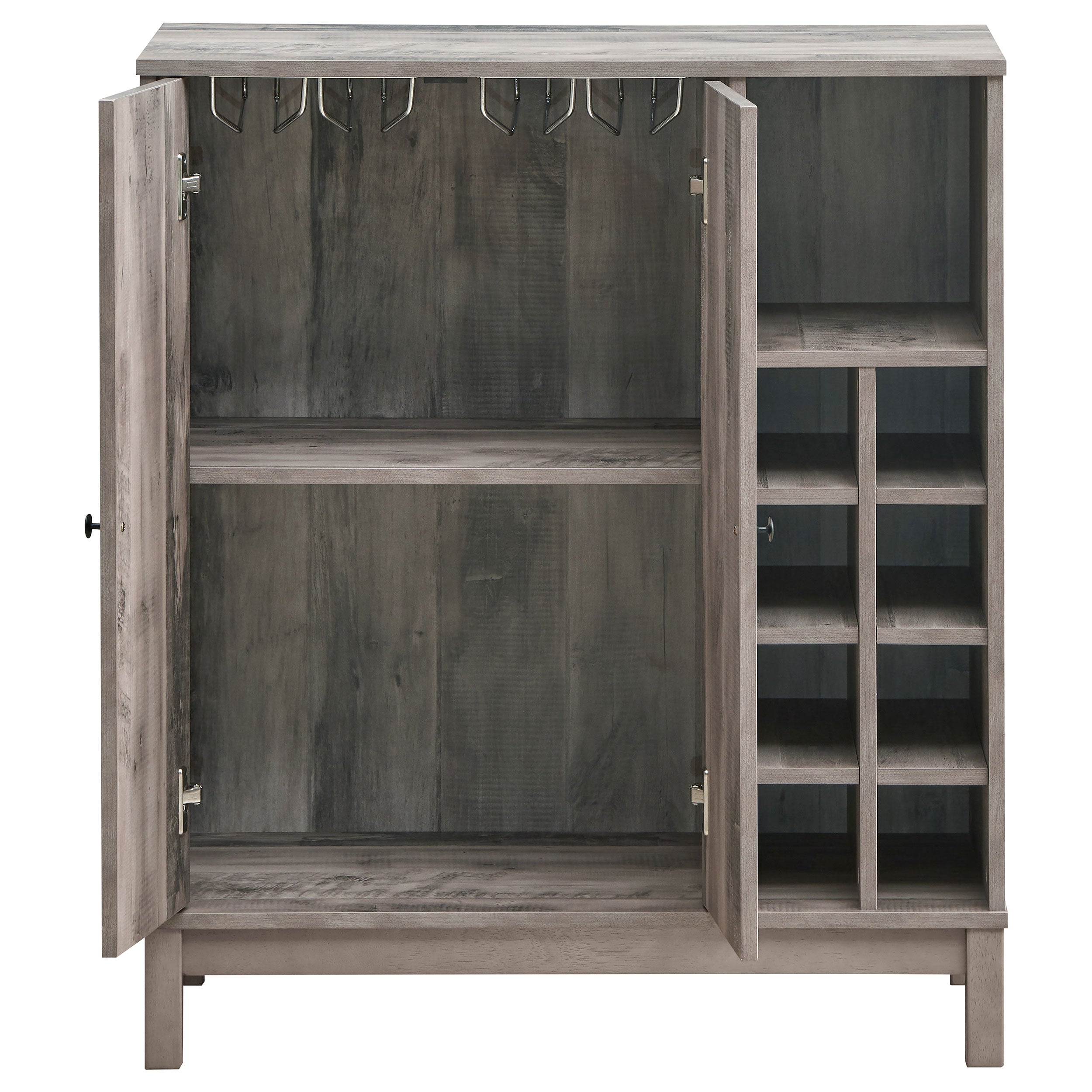 Coaster Cheyenne 2-door Wine Cabinet with Stemware Rack Weathered Acacia Default Title