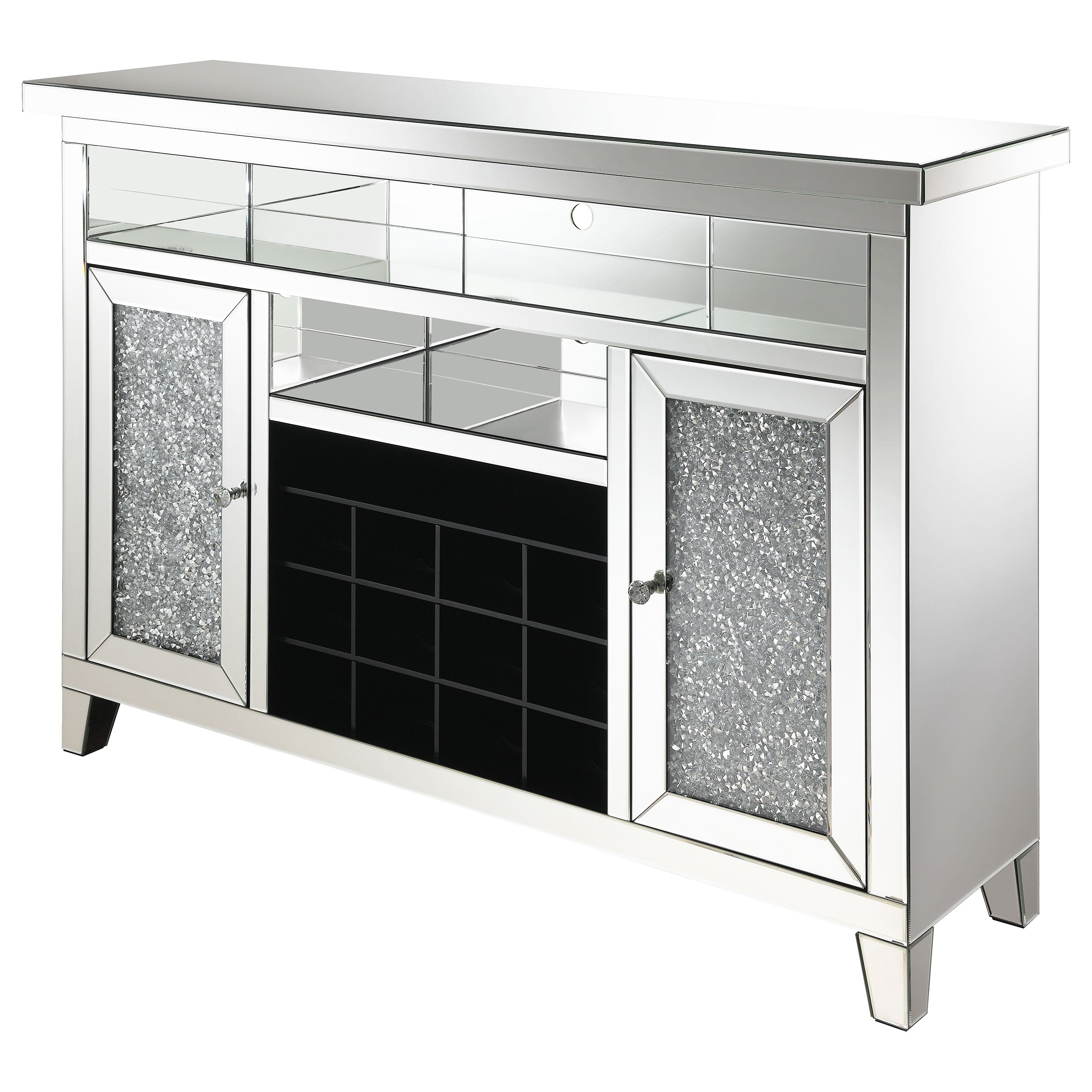 Coaster Melinda 2-door Wine Cabinet with Lighting Mirror Default Title