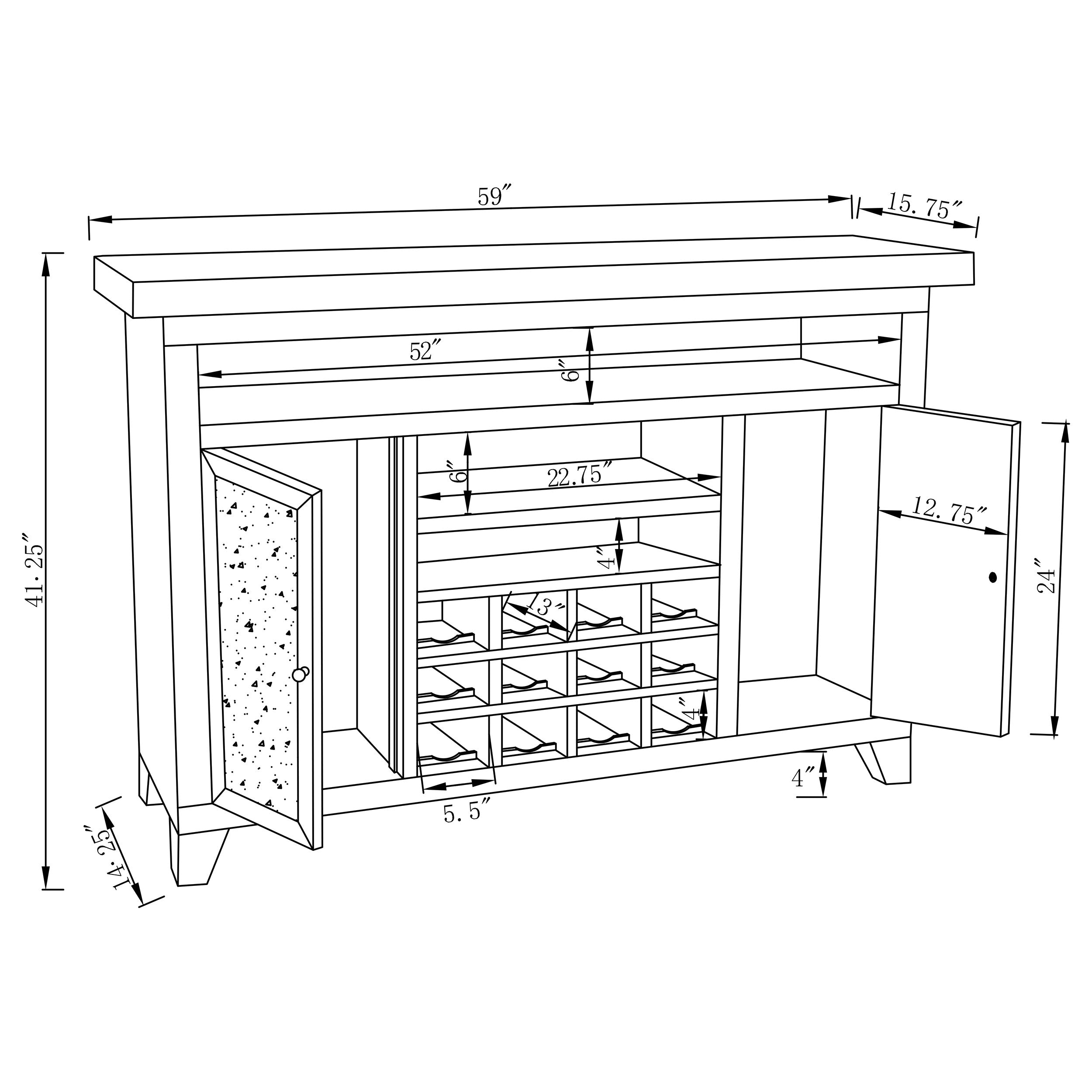 Coaster Melinda 2-door Wine Cabinet with Lighting Mirror Default Title