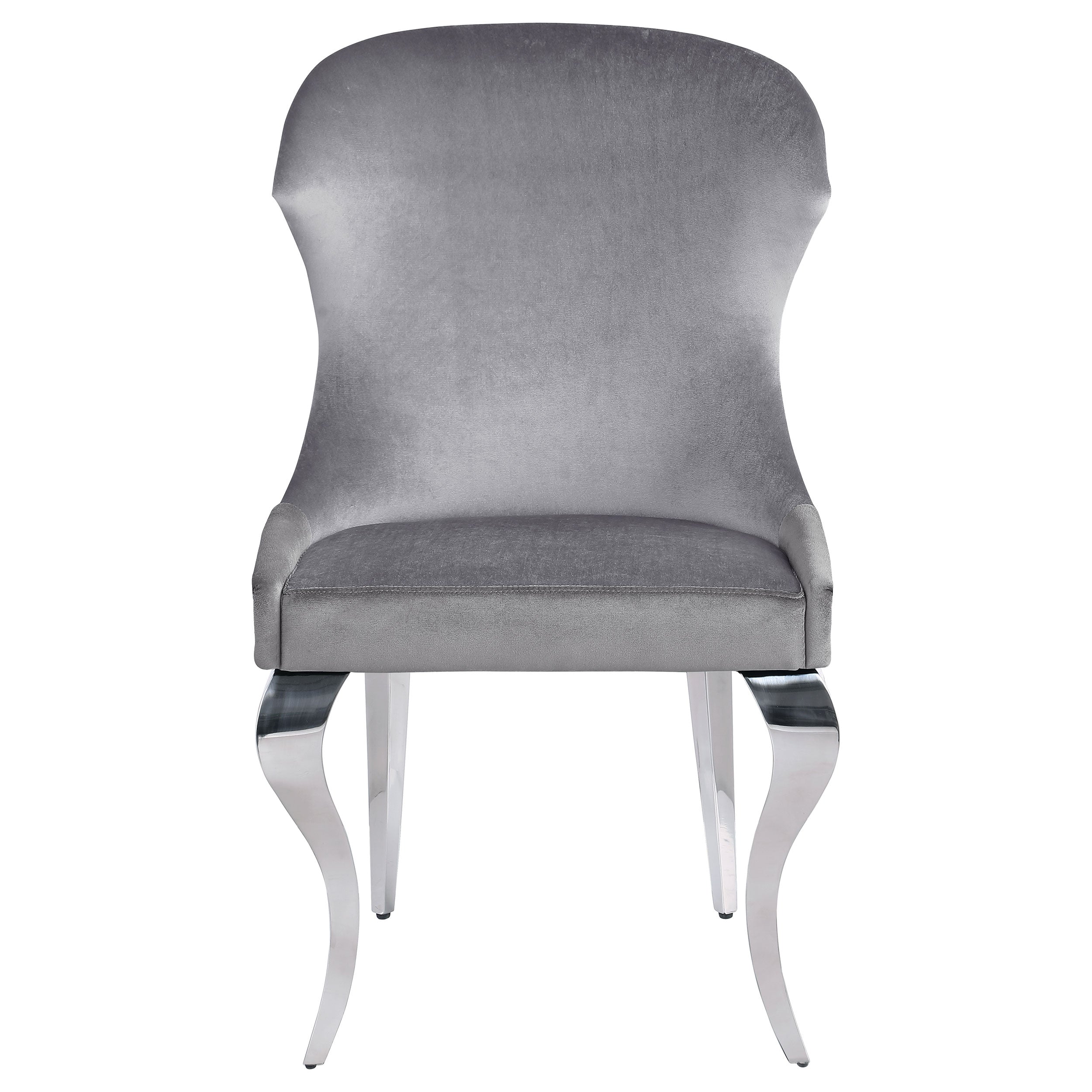 Coaster Cheyanne Upholstered Wingback Side Chair with Nailhead Trim Chrome and Grey (Set of 2) Black