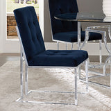 Coaster Cisco Upholstered Dining Chairs Ink Blue and Chrome (Set of 2) Default Title