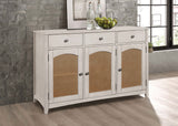 Coaster Kirby 3-drawer Rectangular Server with Adjustable Shelves Natural and Rustic Off White Default Title