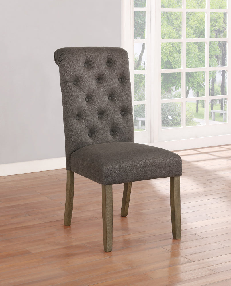 Coaster Balboa Tufted Back Side Chairs Rustic Brown and Grey (Set of 2) Beige