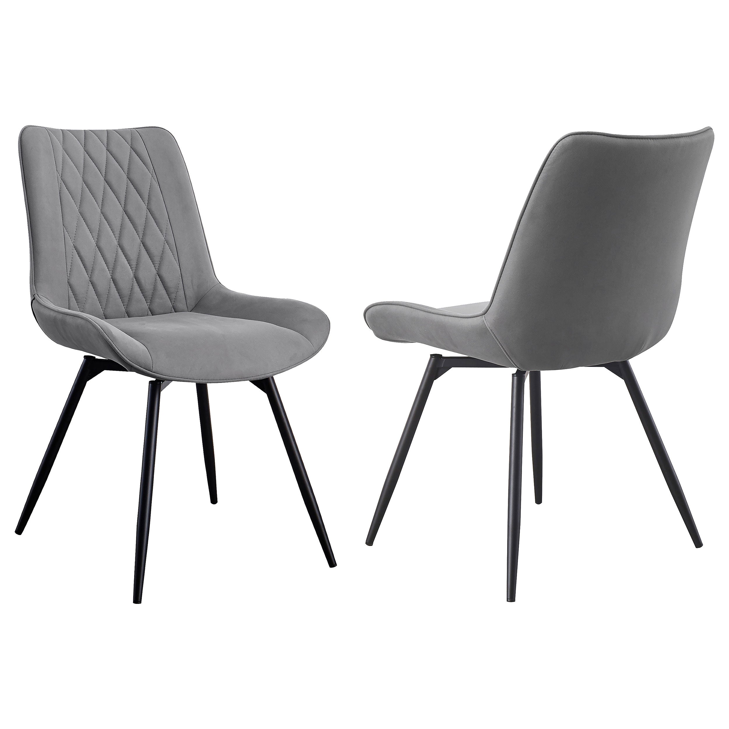 Coaster Diggs Upholstered Tufted Swivel Dining Chairs Grey and Gunmetal (Set of 2) Default Title