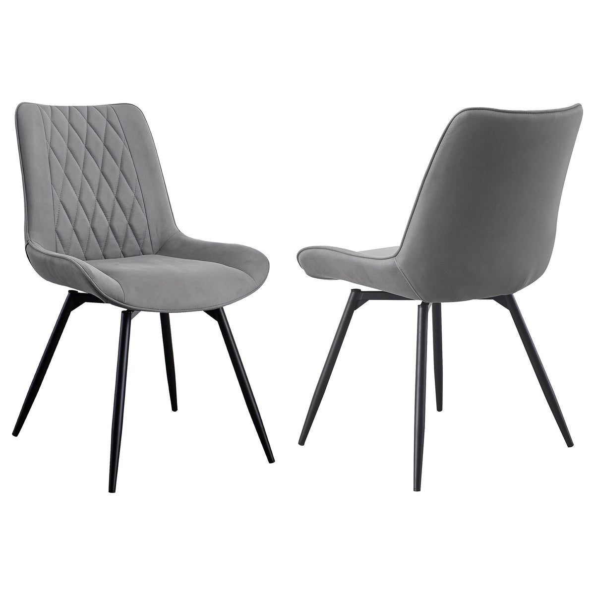 Coaster Diggs Upholstered Tufted Swivel Dining Chairs Grey and Gunmetal (Set of 2) Default Title