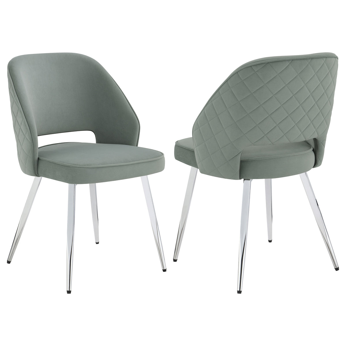 Coaster Hastings Upholstered Dining Chairs with Open Back (Set of 2) Grey and Chrome Default Title