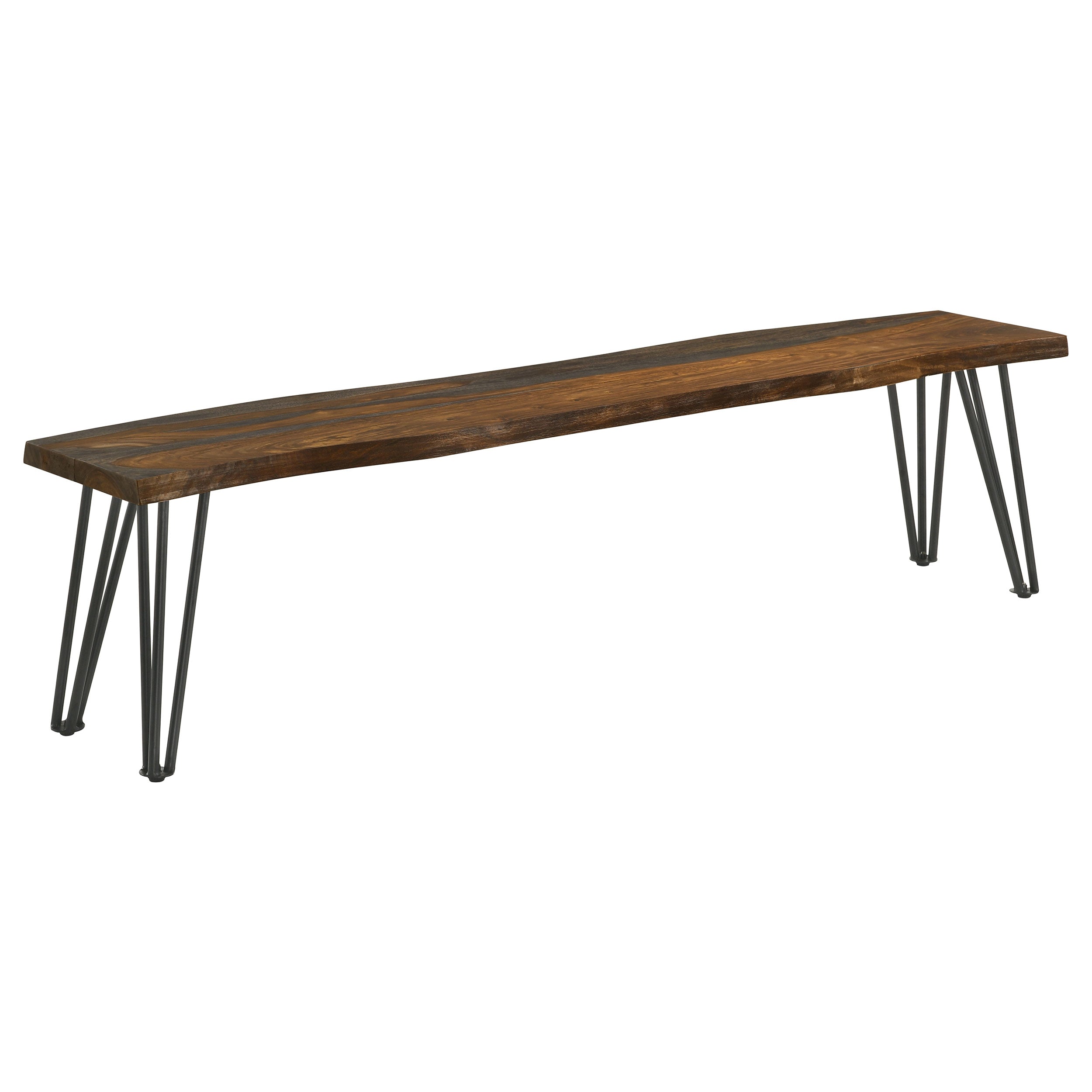 Coaster Neve Live-edge Dining Bench with Hairpin Legs Sheesham Grey and Gunmetal Default Title